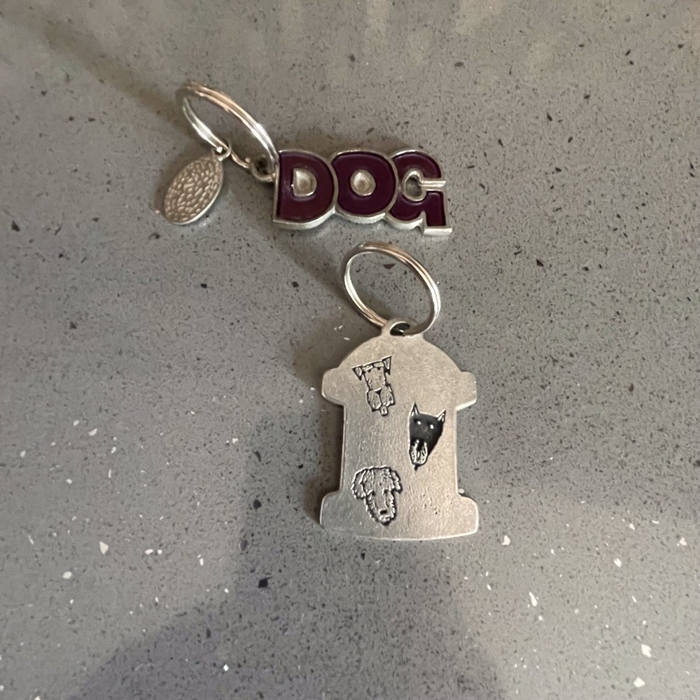 2 dog themed keychains